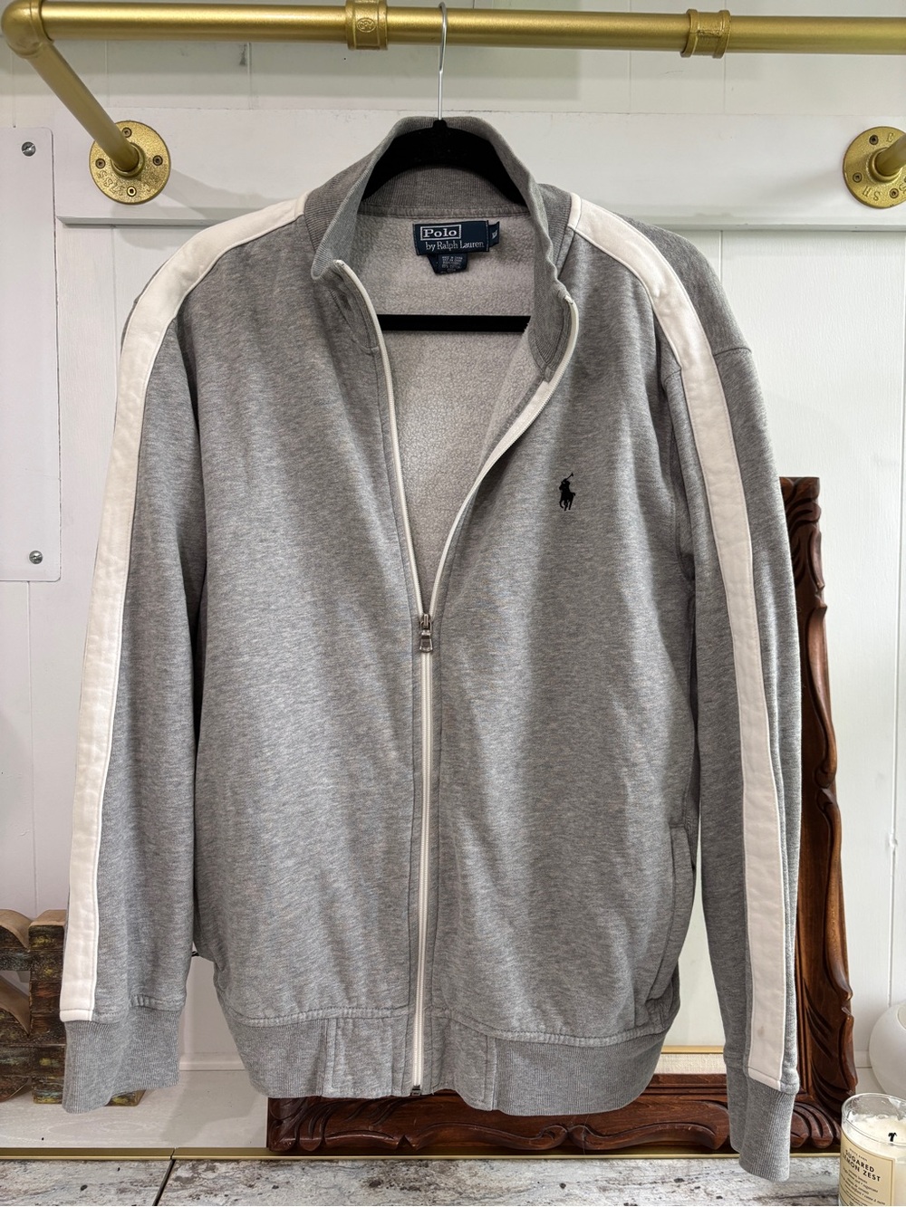 Polo Ralph Lauren Track Jacket Full Zip Sweater Mens Extra Large Stripe Y2K